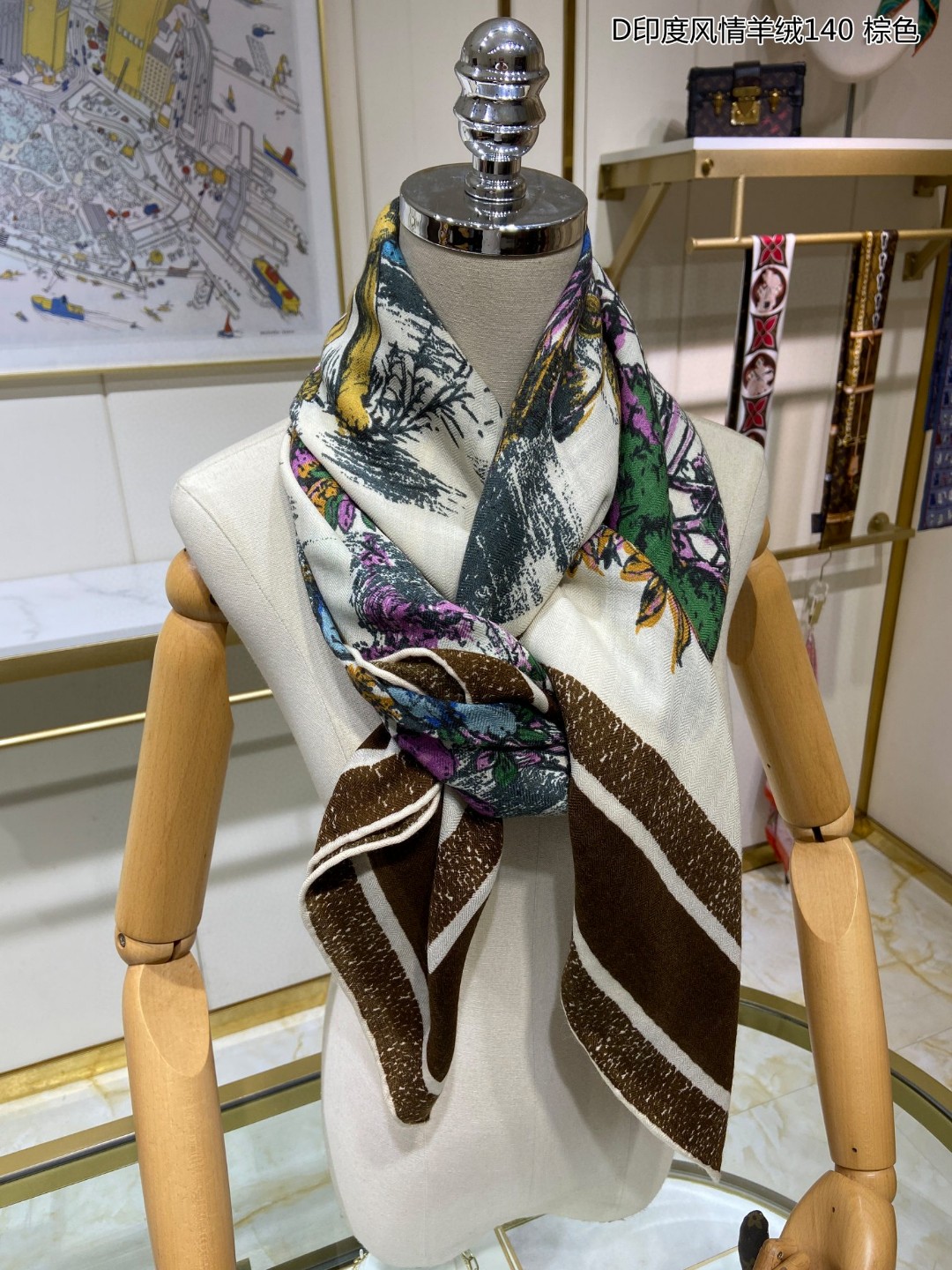 Bagsaaa D10r Toile de Jouy Voyage Scarf 140*140cm