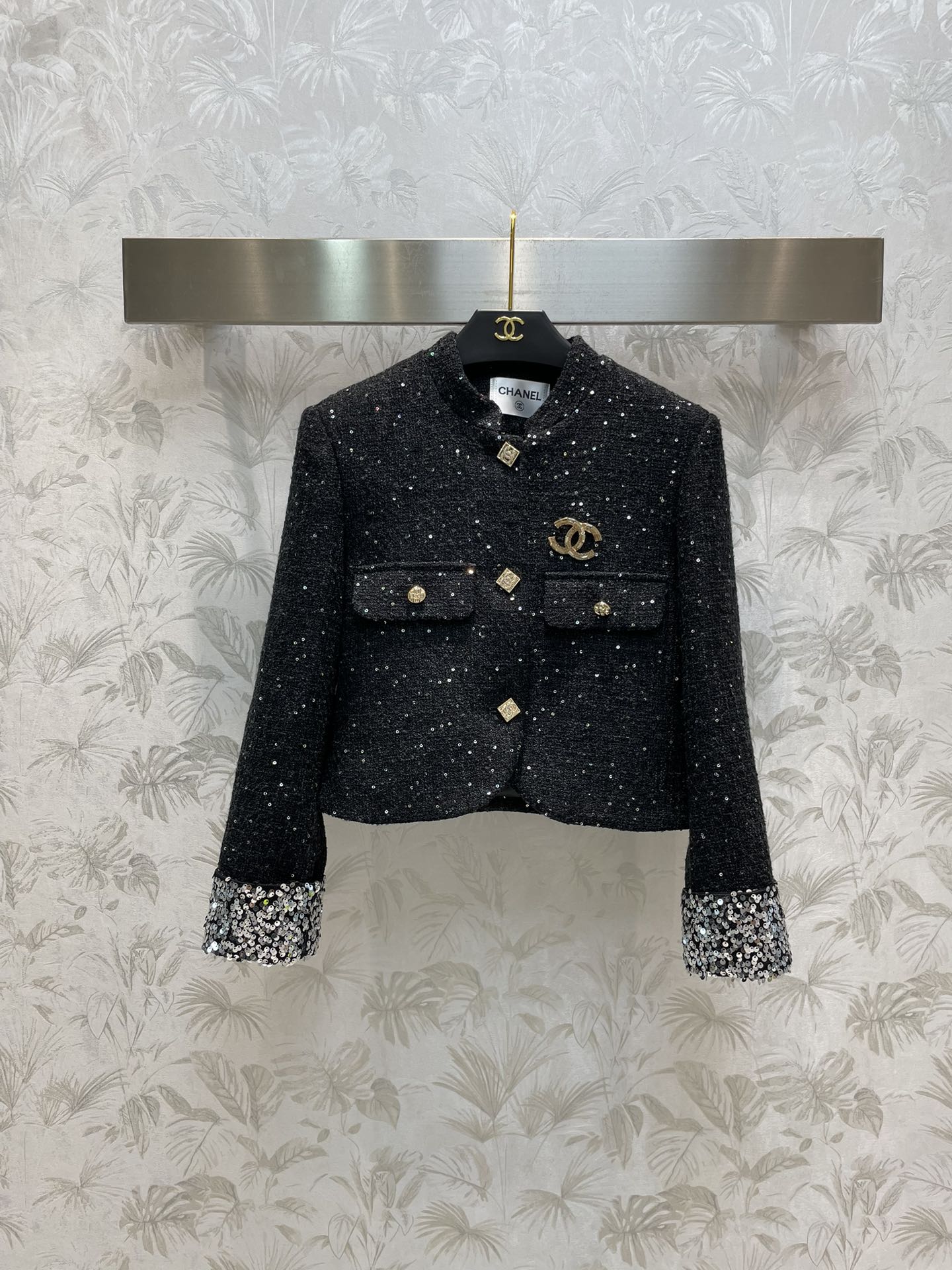 Bagsaaa Ch**el Tweed Black Jacket CC Logo