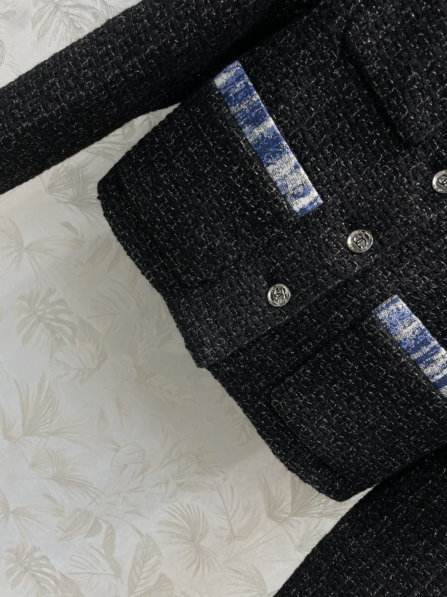 Bagsaaa Ch**el Tweed Black Jacket 4 pockets