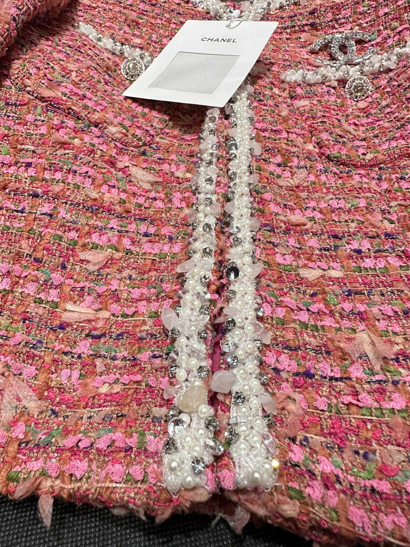 Bagsaaa Ch**el Tweed Pink Jacket Pearl Line