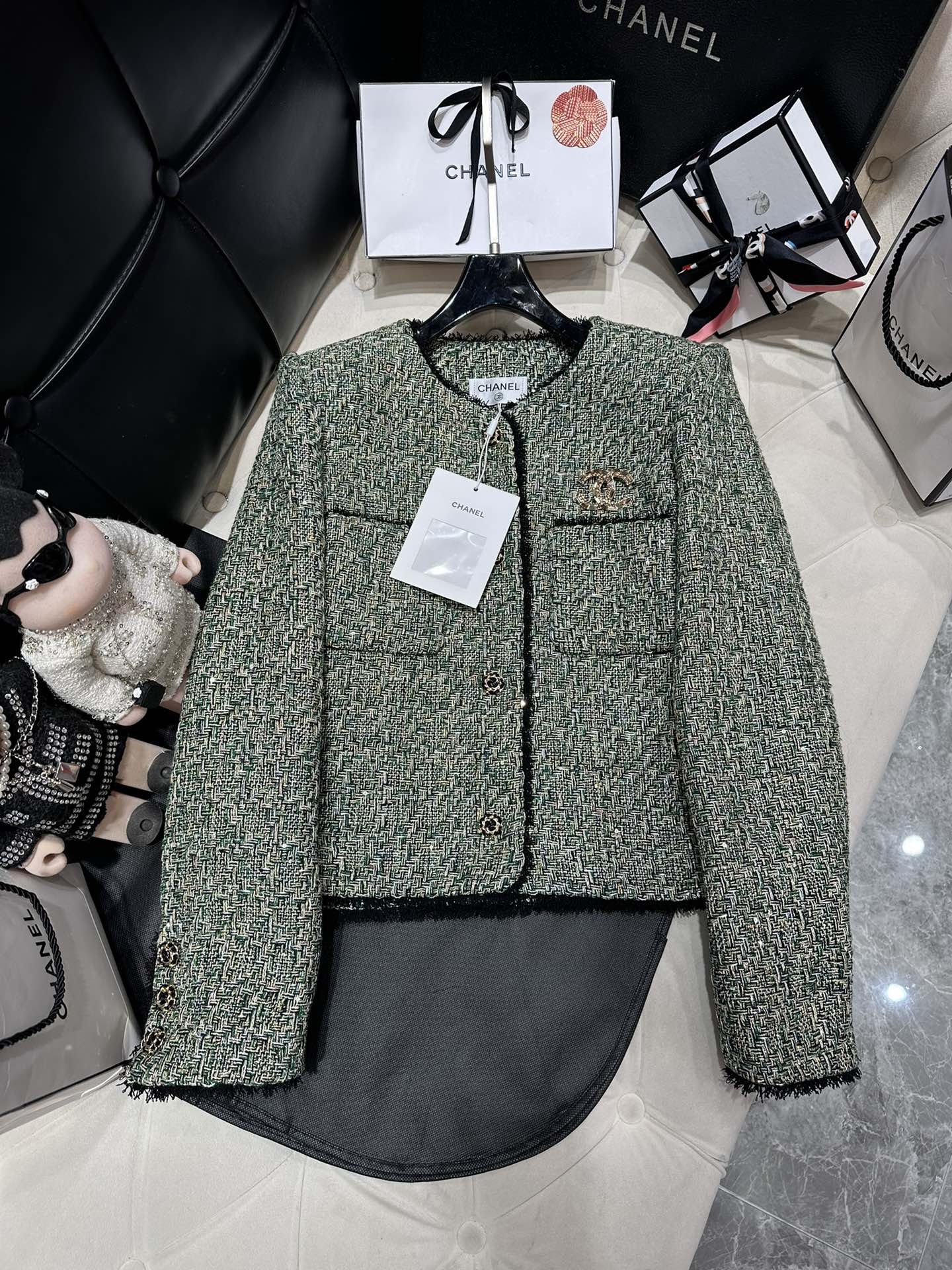 Bagsaaa Ch**el Tweed Jacket Black Line