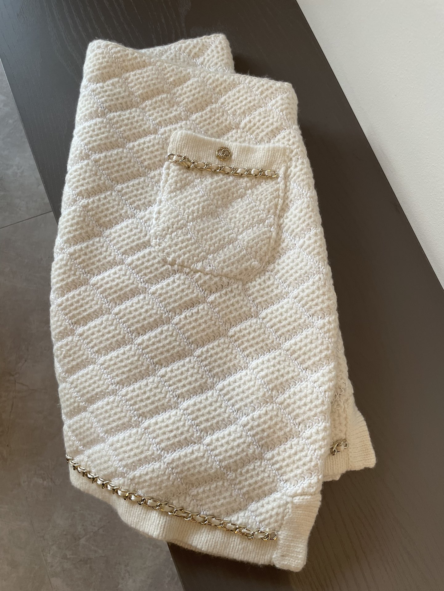 Bagsaaa Ch**el Tweed White Gold Hardware Skirt