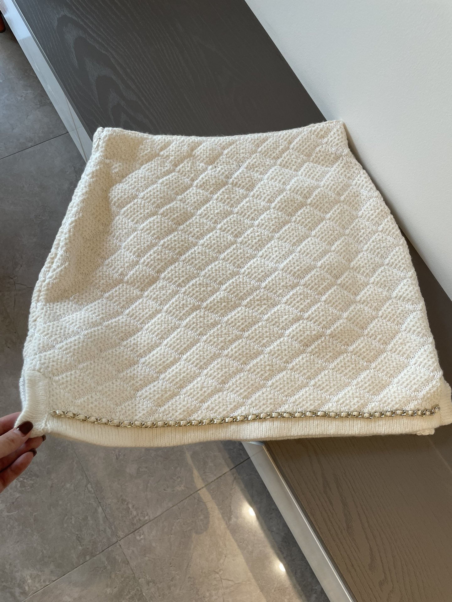Bagsaaa Ch**el Tweed White Gold Hardware Skirt