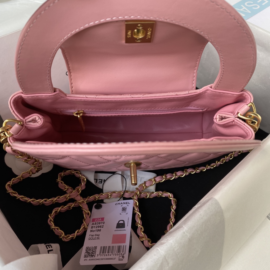 Bagsaaa Ch**el Top Handle Pink bag 22cm