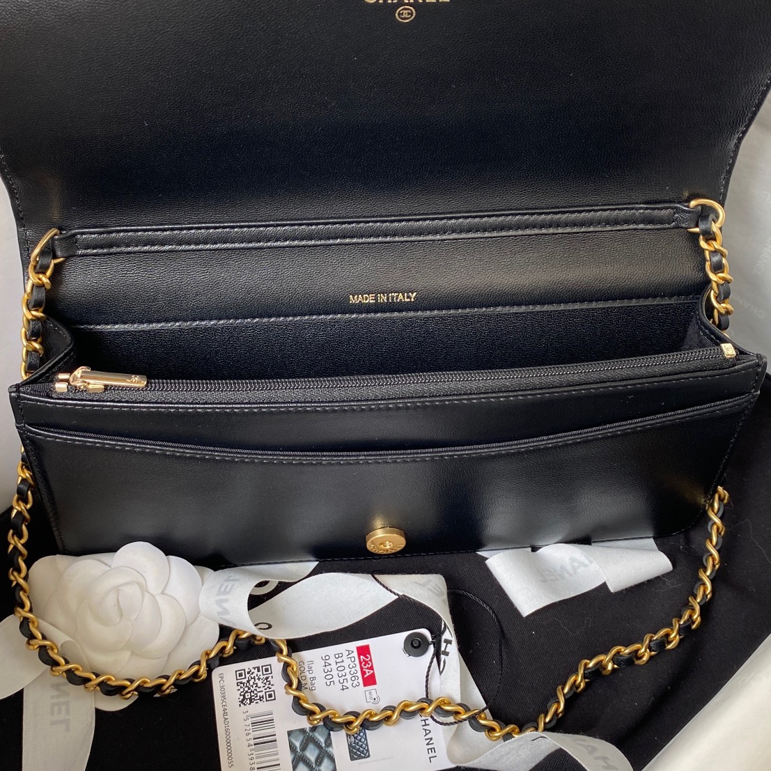 Bagsaaa Ch**el Chain Long Black Bag - 13×17.5×4cm
