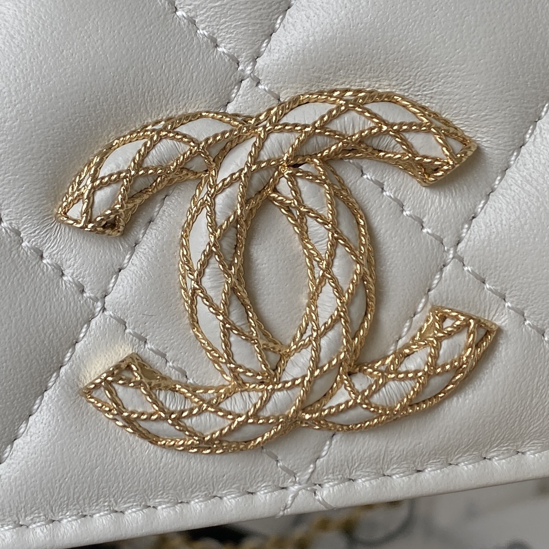 Bagsaaa Ch**el Chain Long White Bag - 13×17.5×4cm