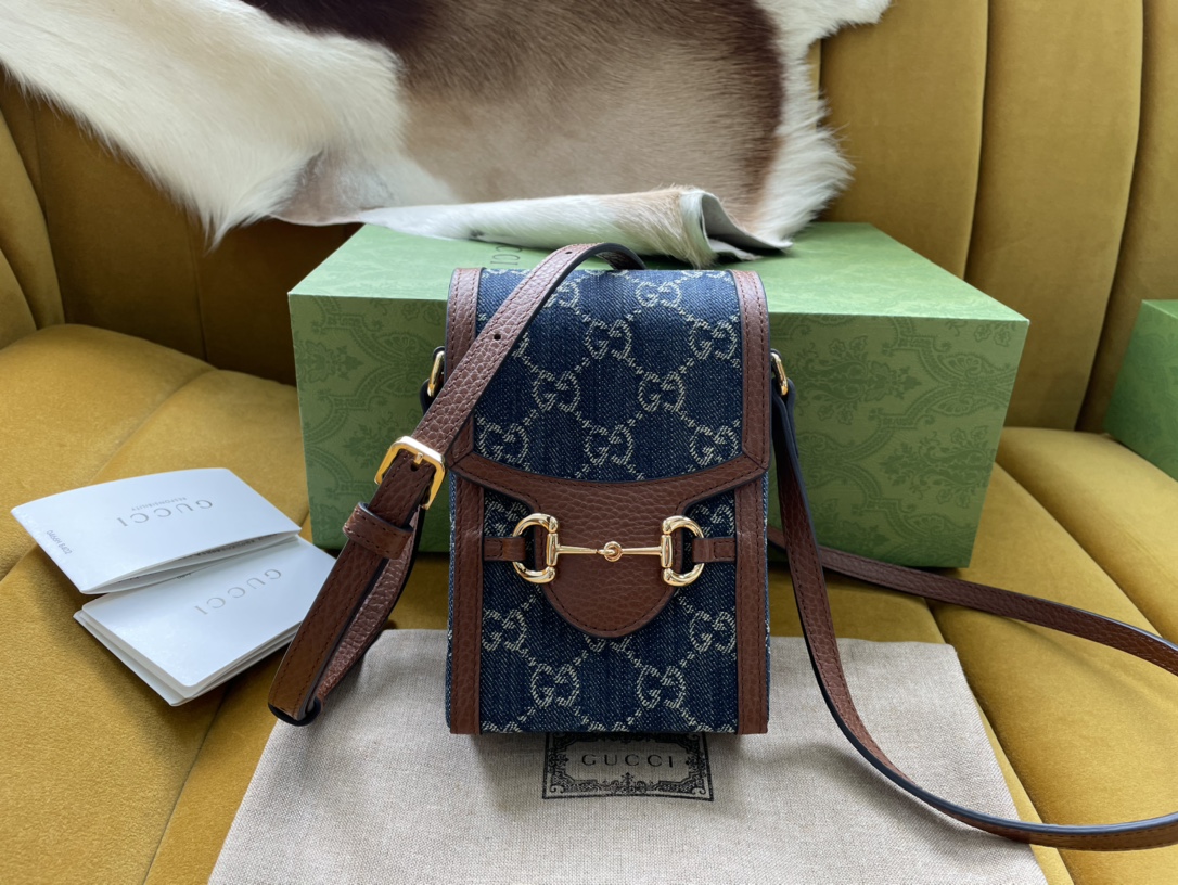 Bagsaaa Gvc*1 1955 Horsebit Mini Bag GG Denim 11.5/17/4cm