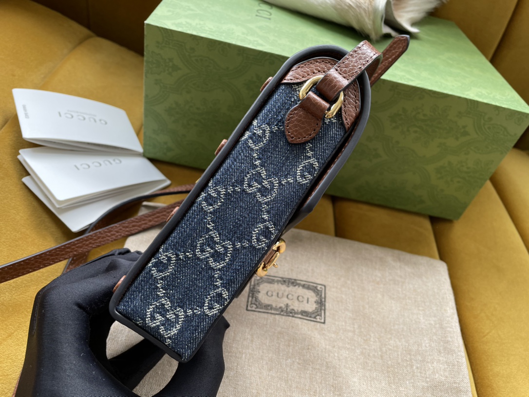 Bagsaaa Gvc*1 1955 Horsebit Mini Bag GG Denim 11.5/17/4cm