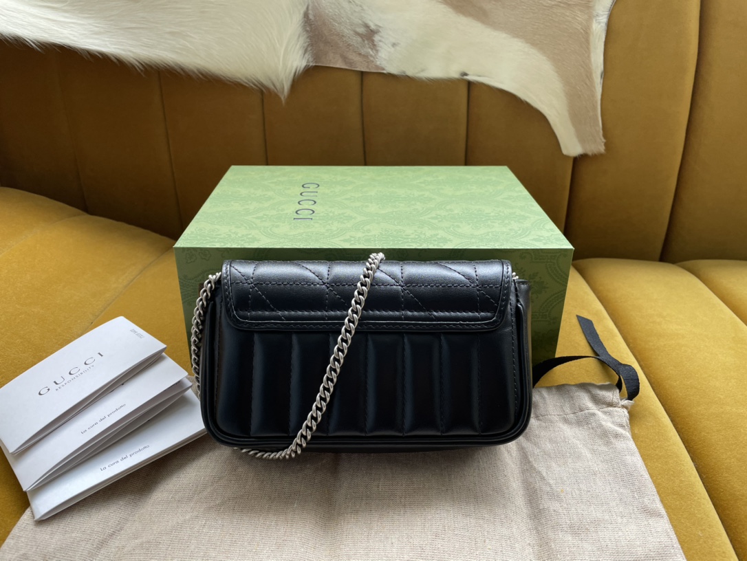 Bagsaaa Gvc*1 GG Marmont S*per Mini Black Bag - 16.5/10/5cm