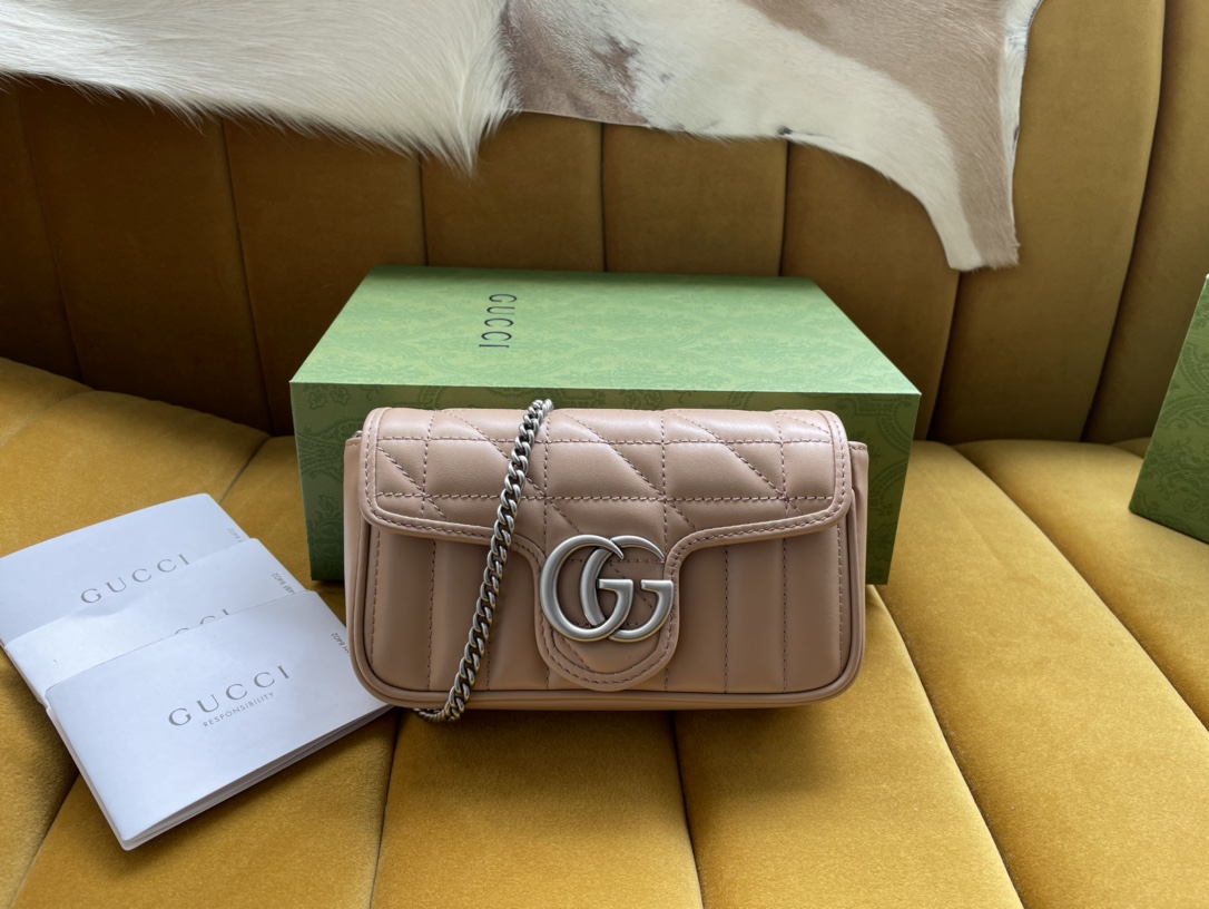 Bagsaaa Gvc*1 GG Marmont S*per Mini Beige Bag - 16.5/10/5cm