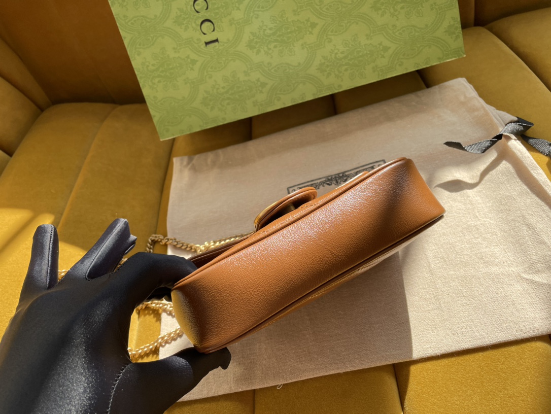 Bagsaaa Gvc*1 GG Marmont S*per Mini Brown Bag - 16.5*10.2*5.1cm