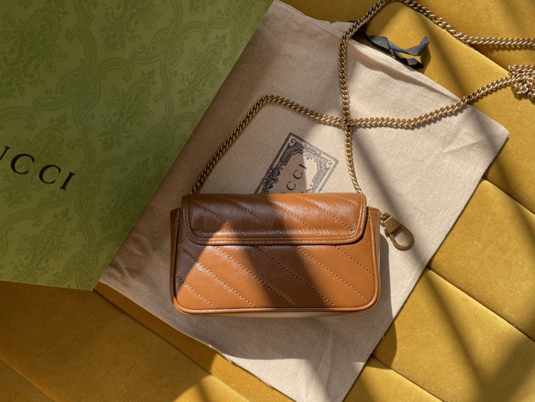 Bagsaaa Gvc*1 GG Marmont S*per Mini Brown Bag - 16.5*10.2*5.1cm