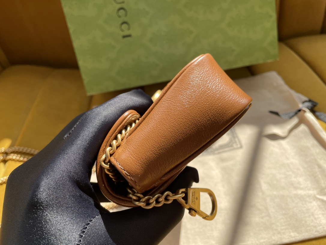 Bagsaaa Gvc*1 GG Marmont S*per Mini Brown Bag - 16.5*10.2*5.1cm