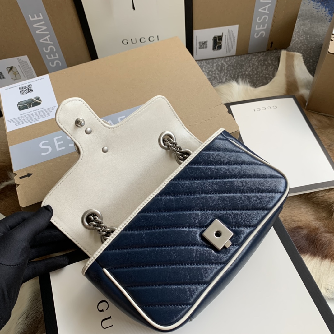 Bagsaaa Gvc*1 Mamront GG Blue Shoulder Bag - 22/13/6cm