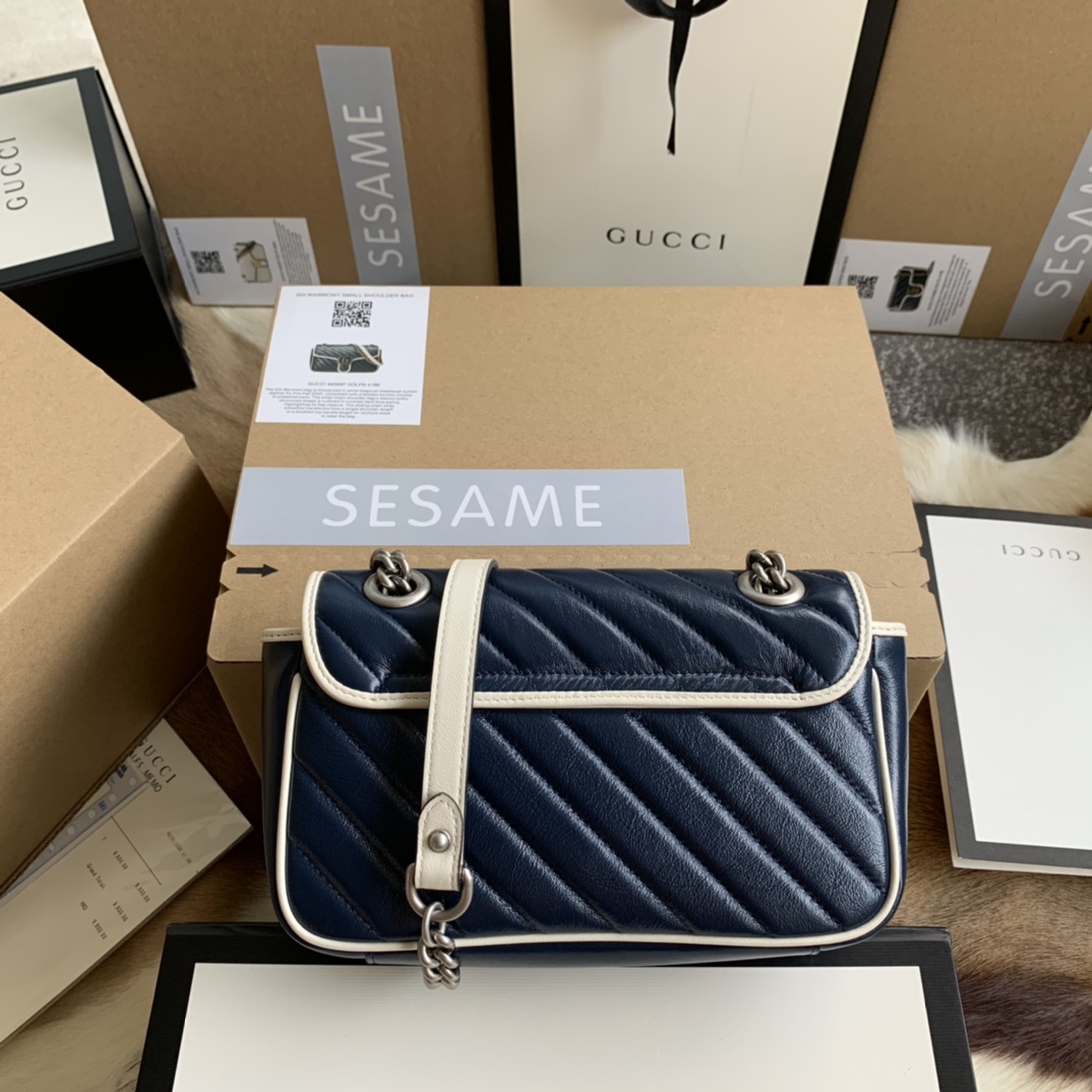 Bagsaaa Gvc*1 Mamront GG Blue Shoulder Bag - 22/13/6cm