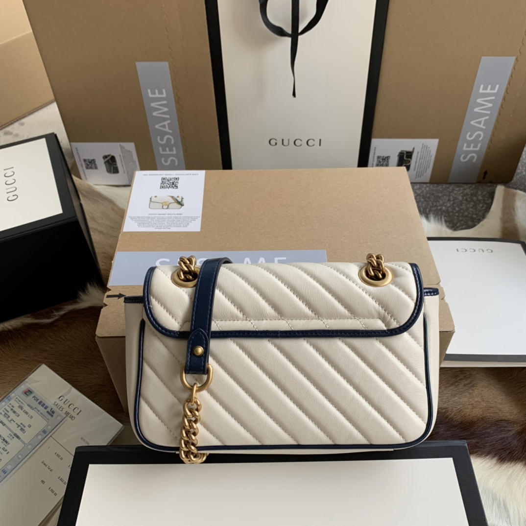 Bagsaaa Gvc*1 Mamront GG White Shoulder Bag - 22/13/6cm