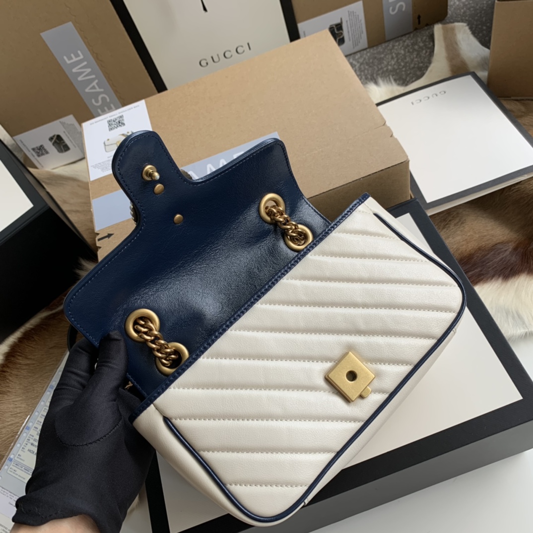 Bagsaaa Gvc*1 Mamront GG White Shoulder Bag - 22/13/6cm