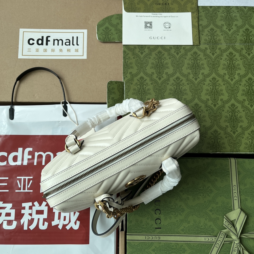 Bagsaaa Gvc*1 GG Marmont Top Handle White Bag -27x13.5x10cm