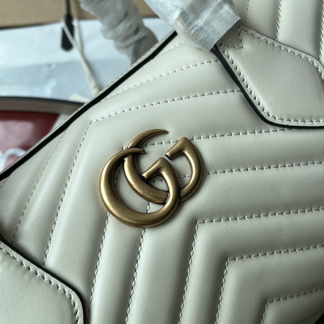 Bagsaaa Gvc*1 GG Marmont Top Handle White Bag -27x13.5x10cm