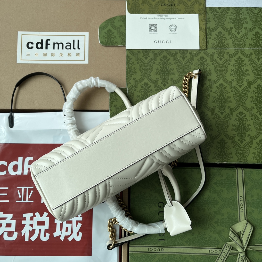 Bagsaaa Gvc*1 GG Marmont Top Handle White Bag -27x13.5x10cm