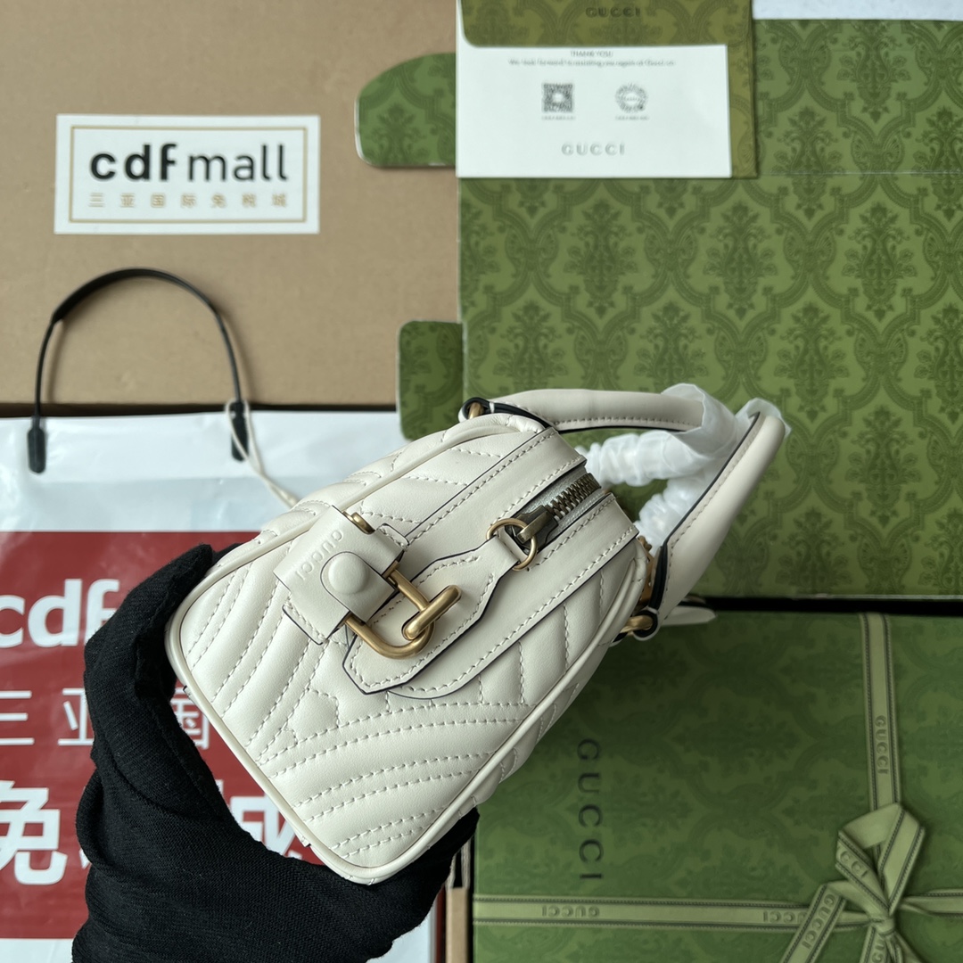 Bagsaaa Gvc*1 GG Marmont Top Handle White Bag -27x13.5x10cm