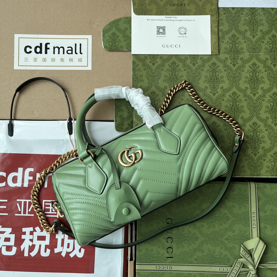 Bagsaaa Gvc*1 GG Marmont Top Handle Green Bag - 27x13.5x10cm