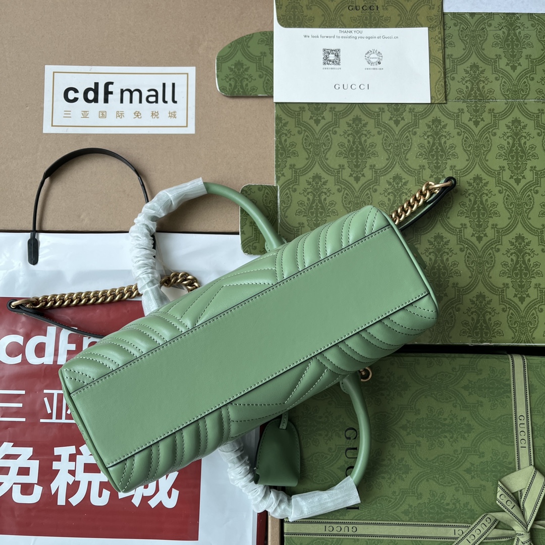 Bagsaaa Gvc*1 GG Marmont Top Handle Green Bag - 27x13.5x10cm