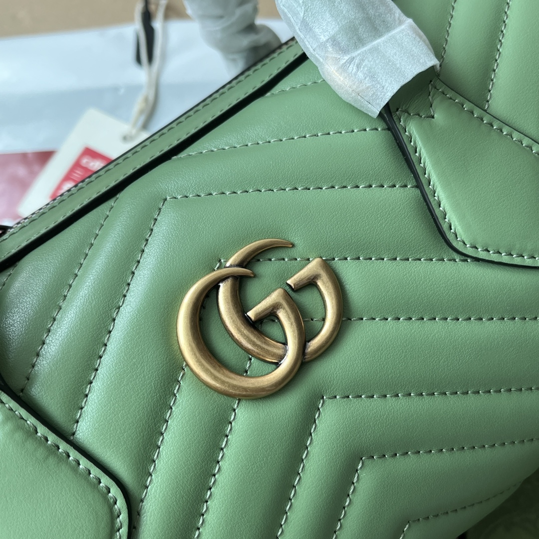 Bagsaaa Gvc*1 GG Marmont Top Handle Green Bag - 27x13.5x10cm
