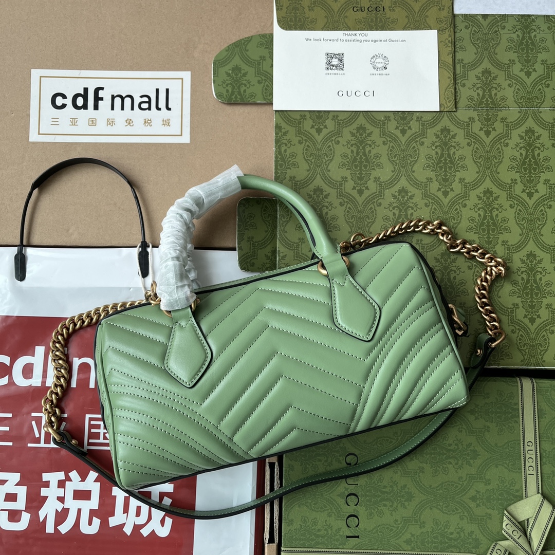 Bagsaaa Gvc*1 GG Marmont Top Handle Green Bag - 27x13.5x10cm