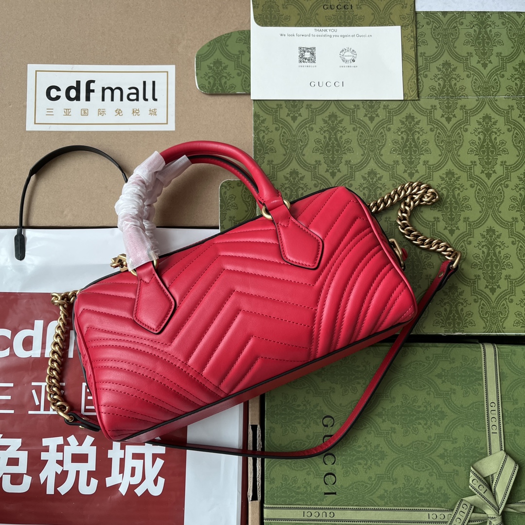 Bagsaaa Gvc*1 GG Marmont Top Handle Red Bag - 27x13.5x10cm