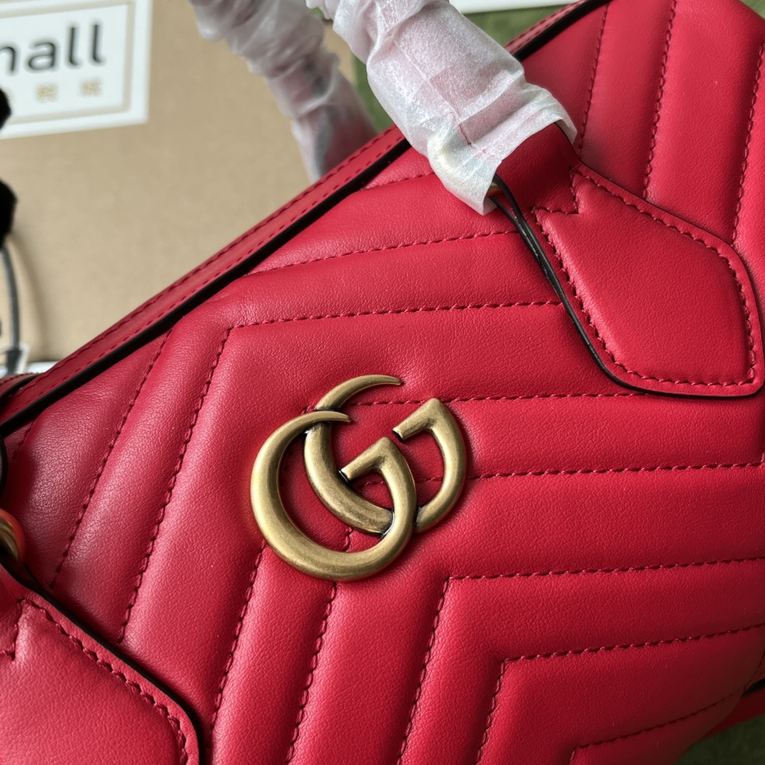 Bagsaaa Gvc*1 GG Marmont Top Handle Red Bag - 27x13.5x10cm