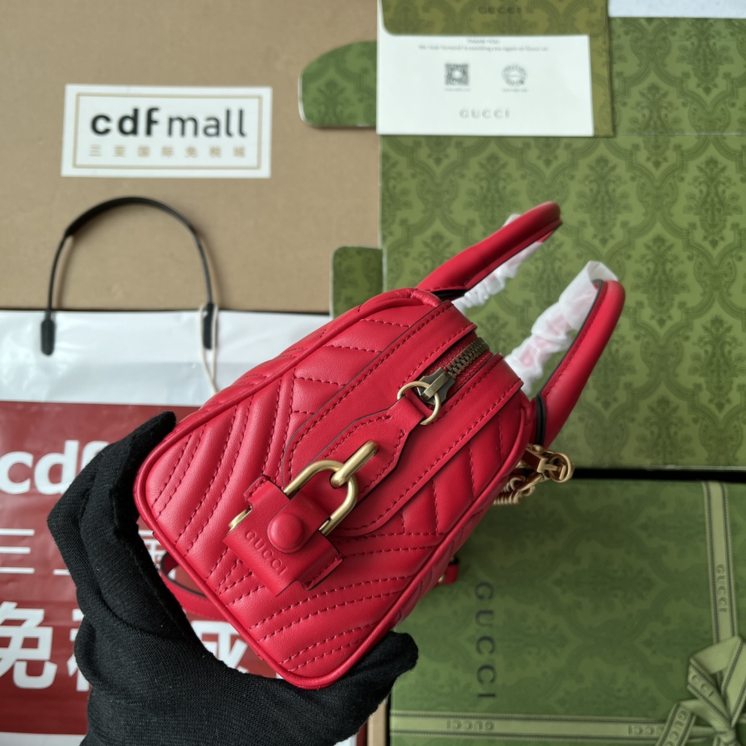 Bagsaaa Gvc*1 GG Marmont Top Handle Red Bag - 27x13.5x10cm