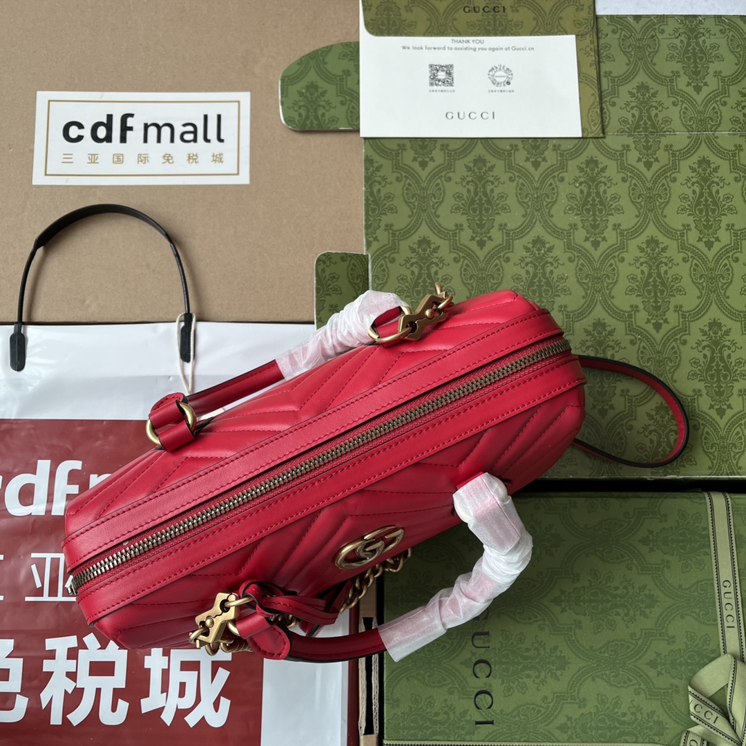 Bagsaaa Gvc*1 GG Marmont Top Handle Red Bag - 27x13.5x10cm