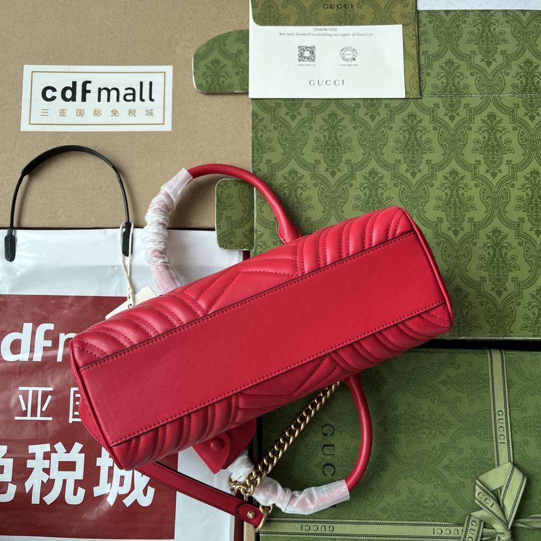 Bagsaaa Gvc*1 GG Marmont Top Handle Red Bag - 27x13.5x10cm