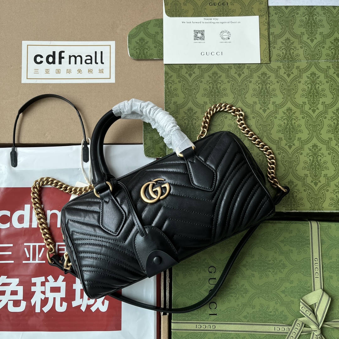 Bagsaaa Gvc*1 GG Marmont Top Handle Black Bag - 27x13.5x10cm