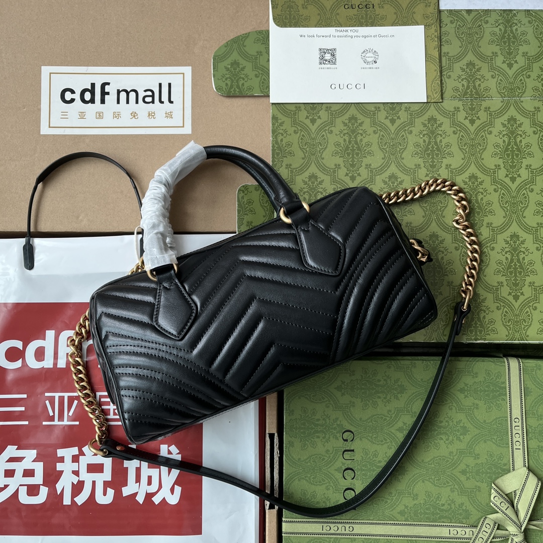 Bagsaaa Gvc*1 GG Marmont Top Handle Black Bag - 27x13.5x10cm