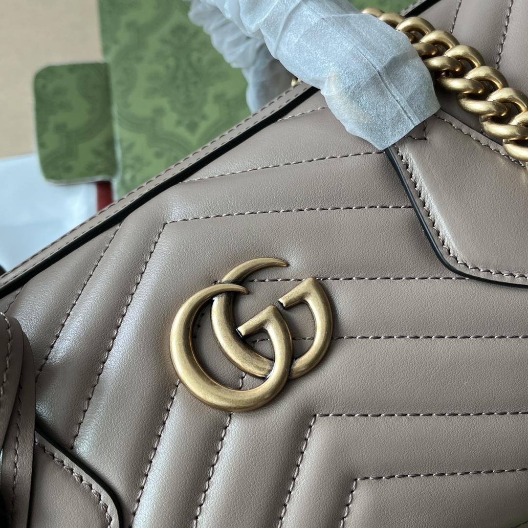 Bagsaaa Gvc*1 GG Marmont Top Handle Beige Bag - 27x13.5x10cm