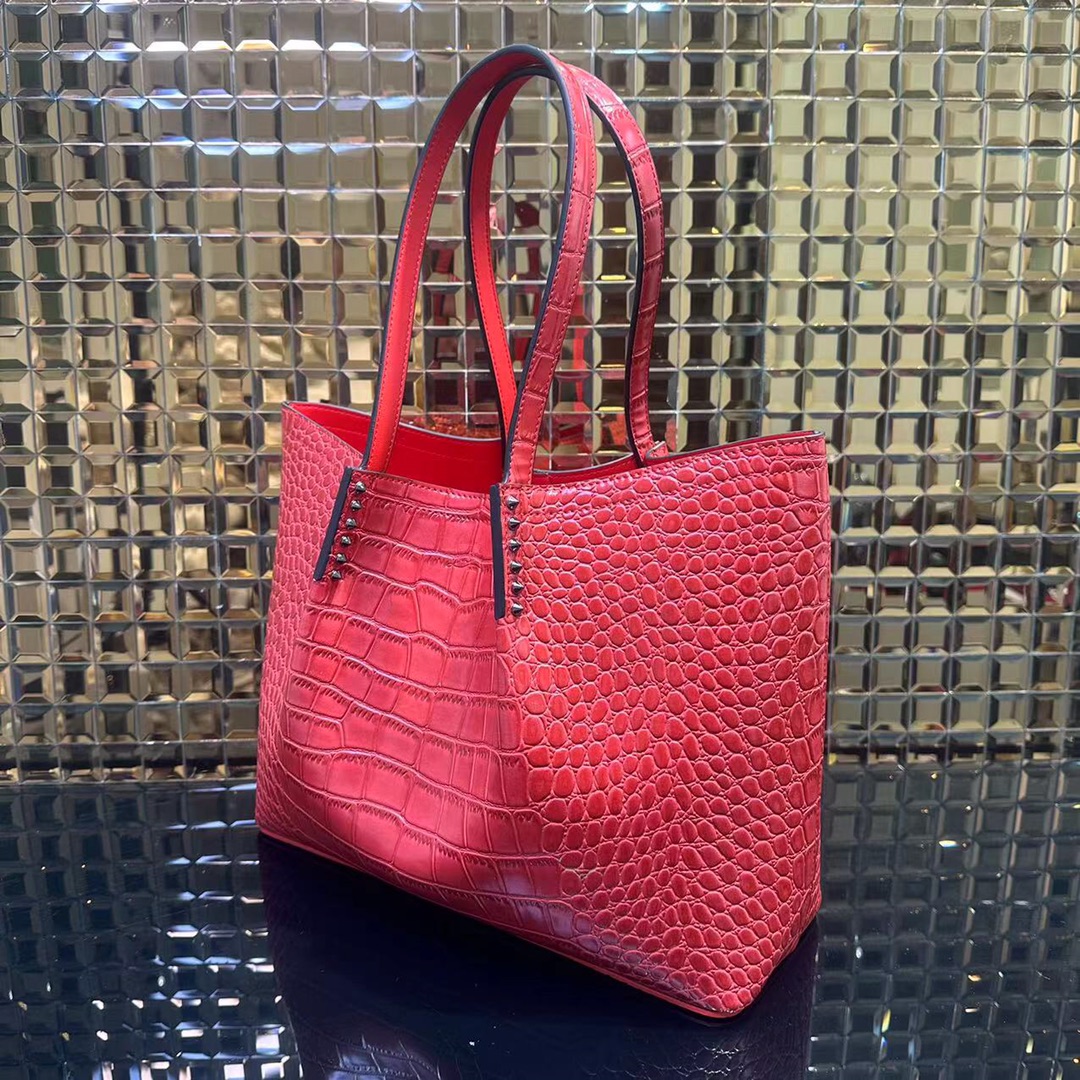 Bagsaaa Chr1st1an Louboutin Cabata Tote bag - Croc leather - Red
