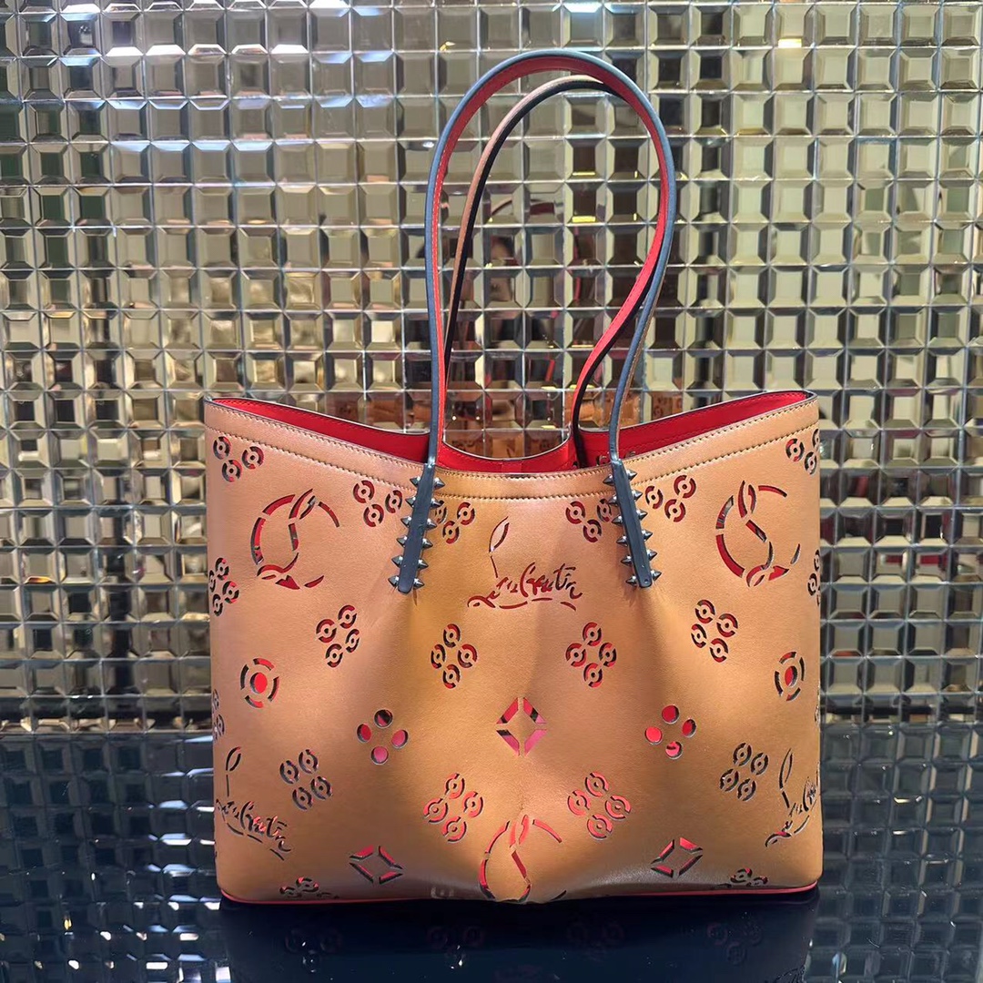 Bagsaaa Cabarock large Tote bag Perforated Loubinthesky Brown - 38x30x18cm