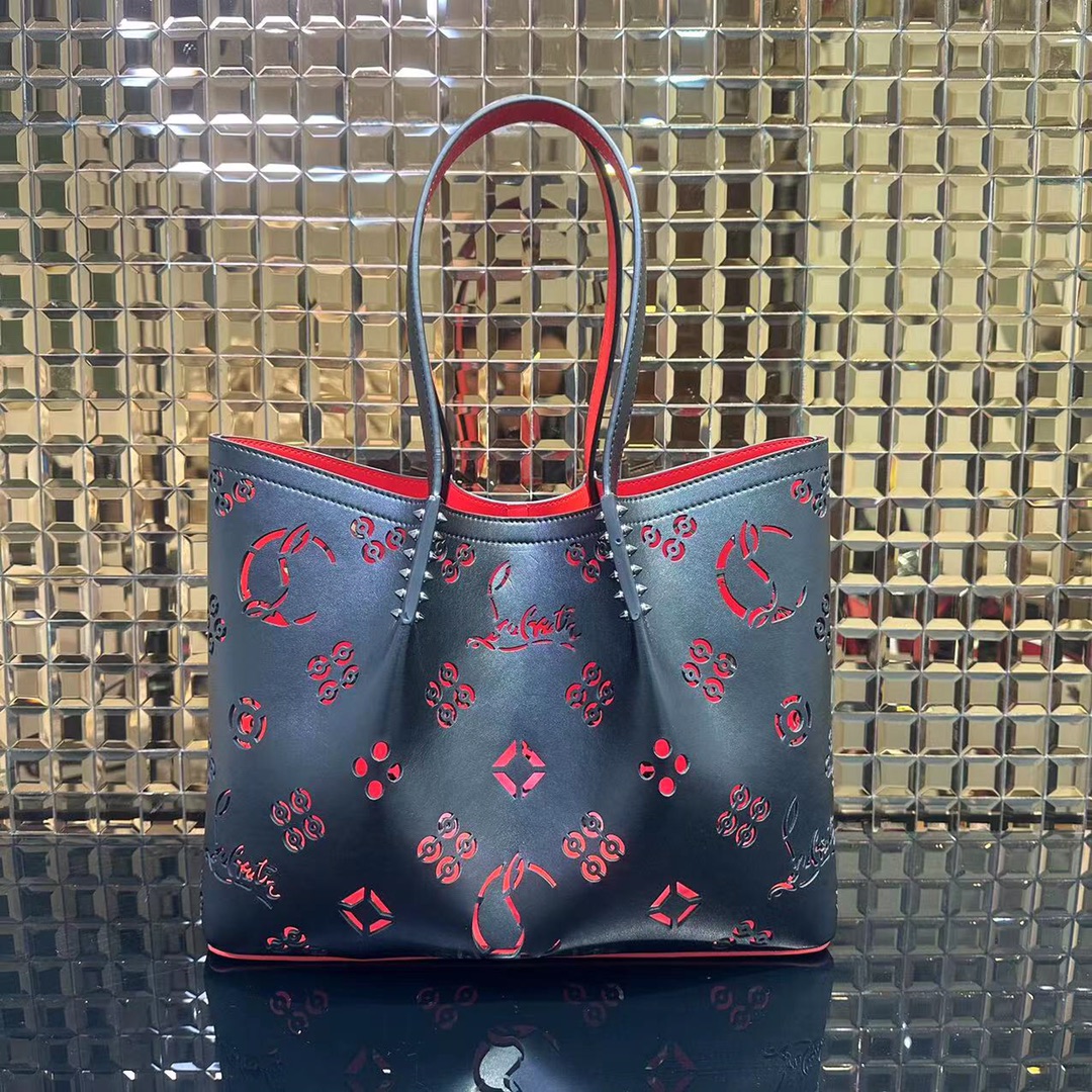 Bagsaaa Cabarock large Tote bag Perforated Loubinthesky Black - 38x30x18cm