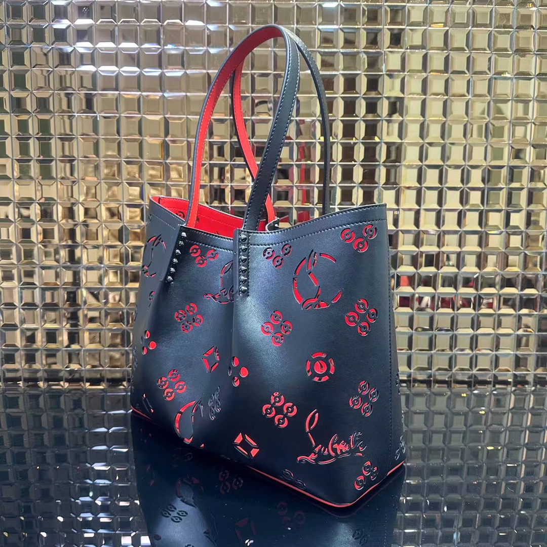 Bagsaaa Cabarock large Tote bag Perforated Loubinthesky Black - 38x30x18cm