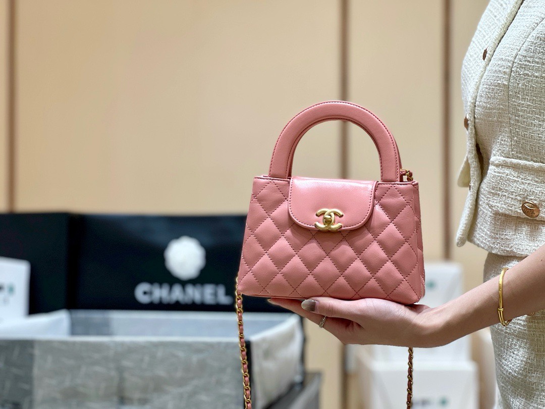 Bagsaaa Ch**el Mini Shopping Bag Pink - 13 × 19 × 7 cm