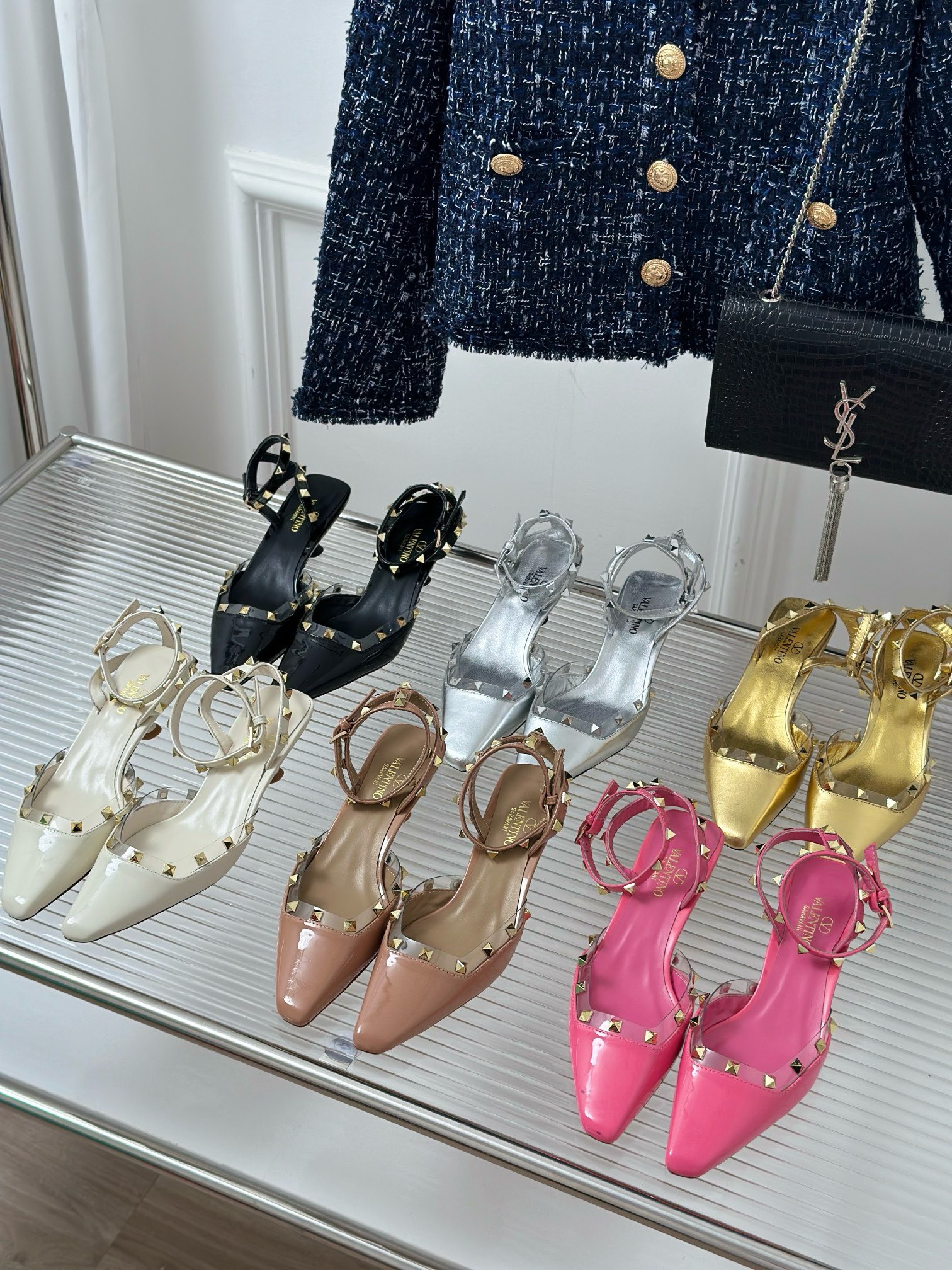 BAGSAAA Va1e*ntin0 ROCKSTUD COUTURE MIRROR PUMP 35MM