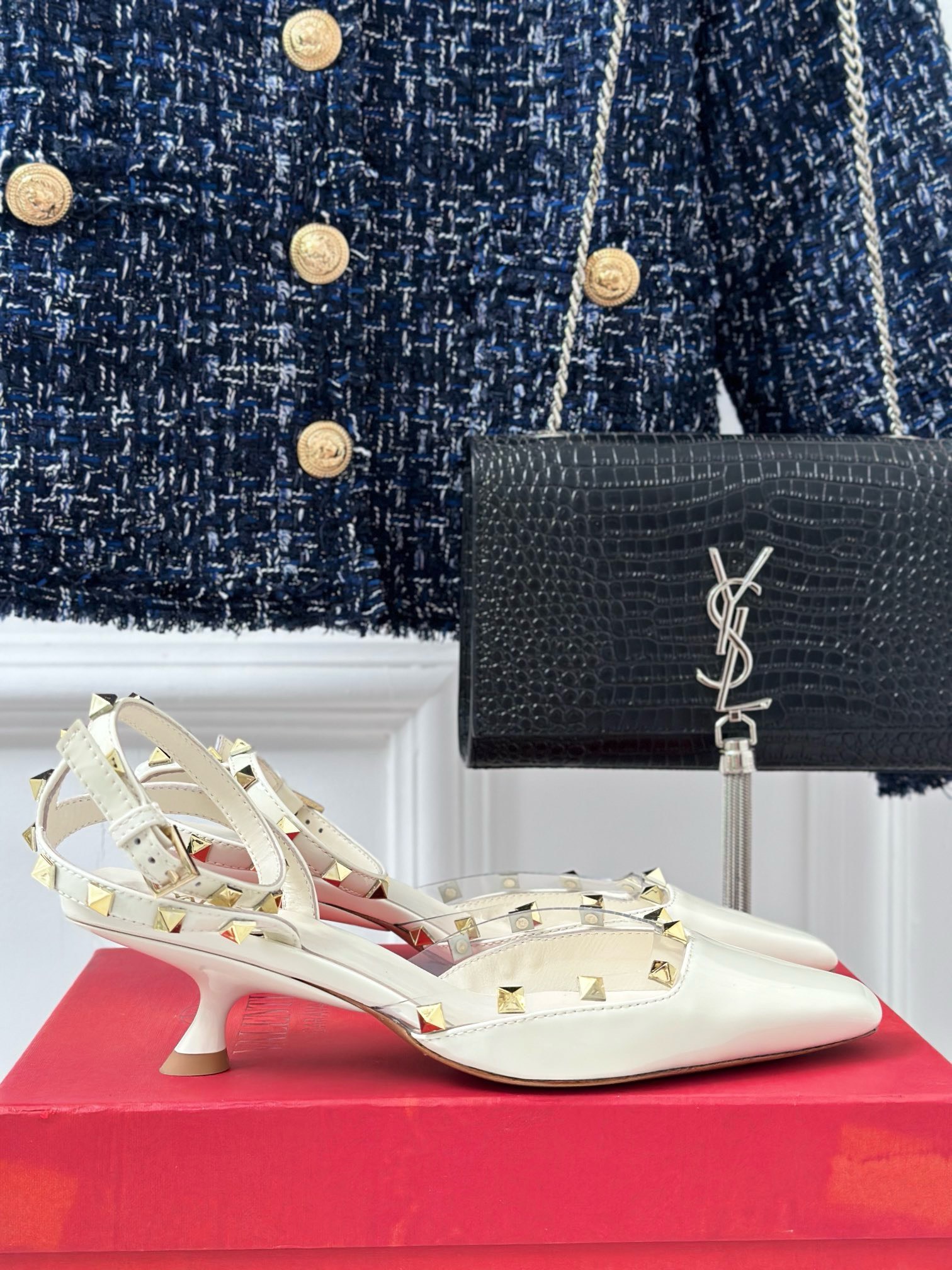BAGSAAA Va1e*ntin0 ROCKSTUD COUTURE MIRROR PUMP 35MM