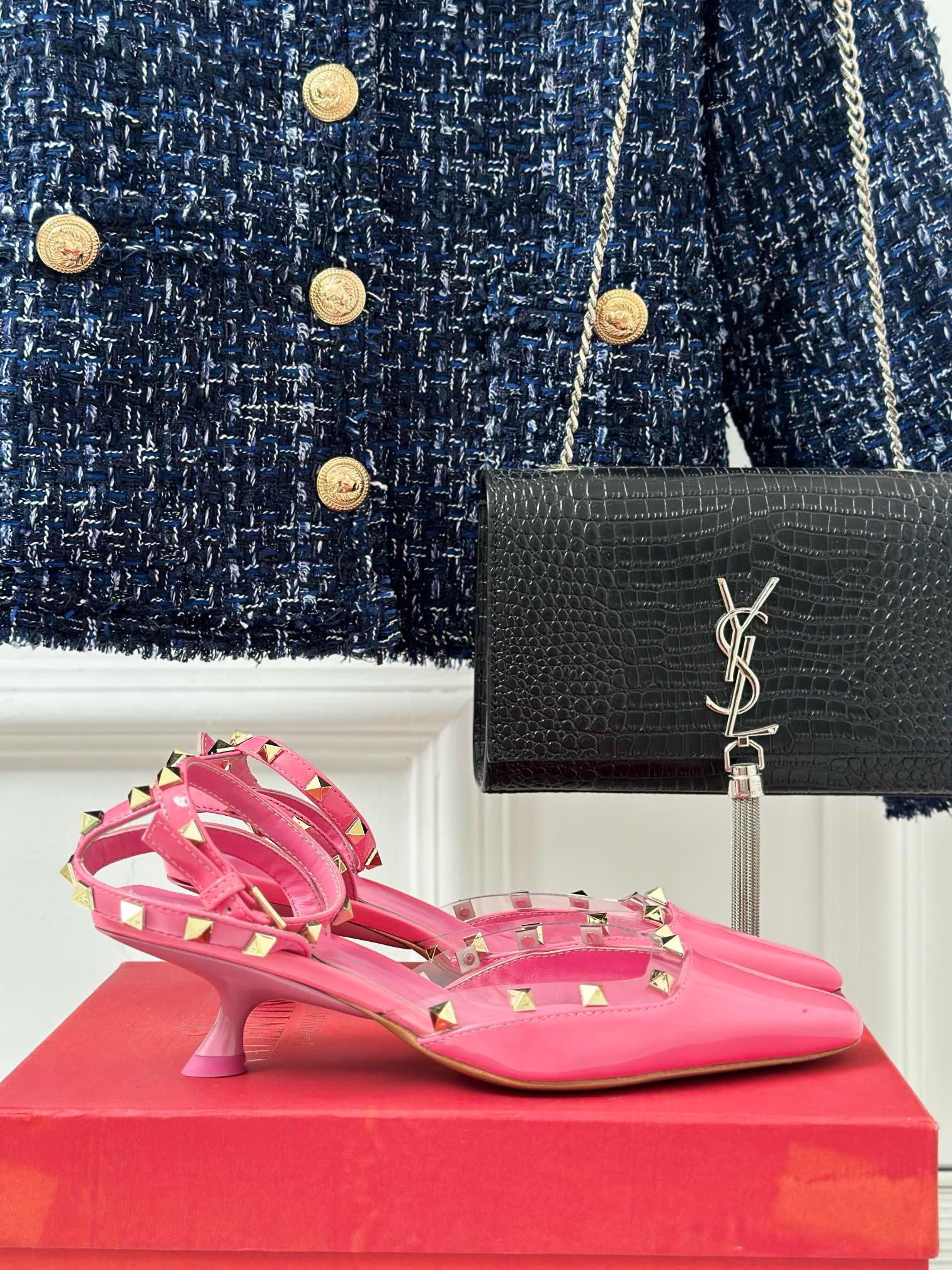 BAGSAAA Va1e*ntin0 ROCKSTUD COUTURE MIRROR PUMP 35MM