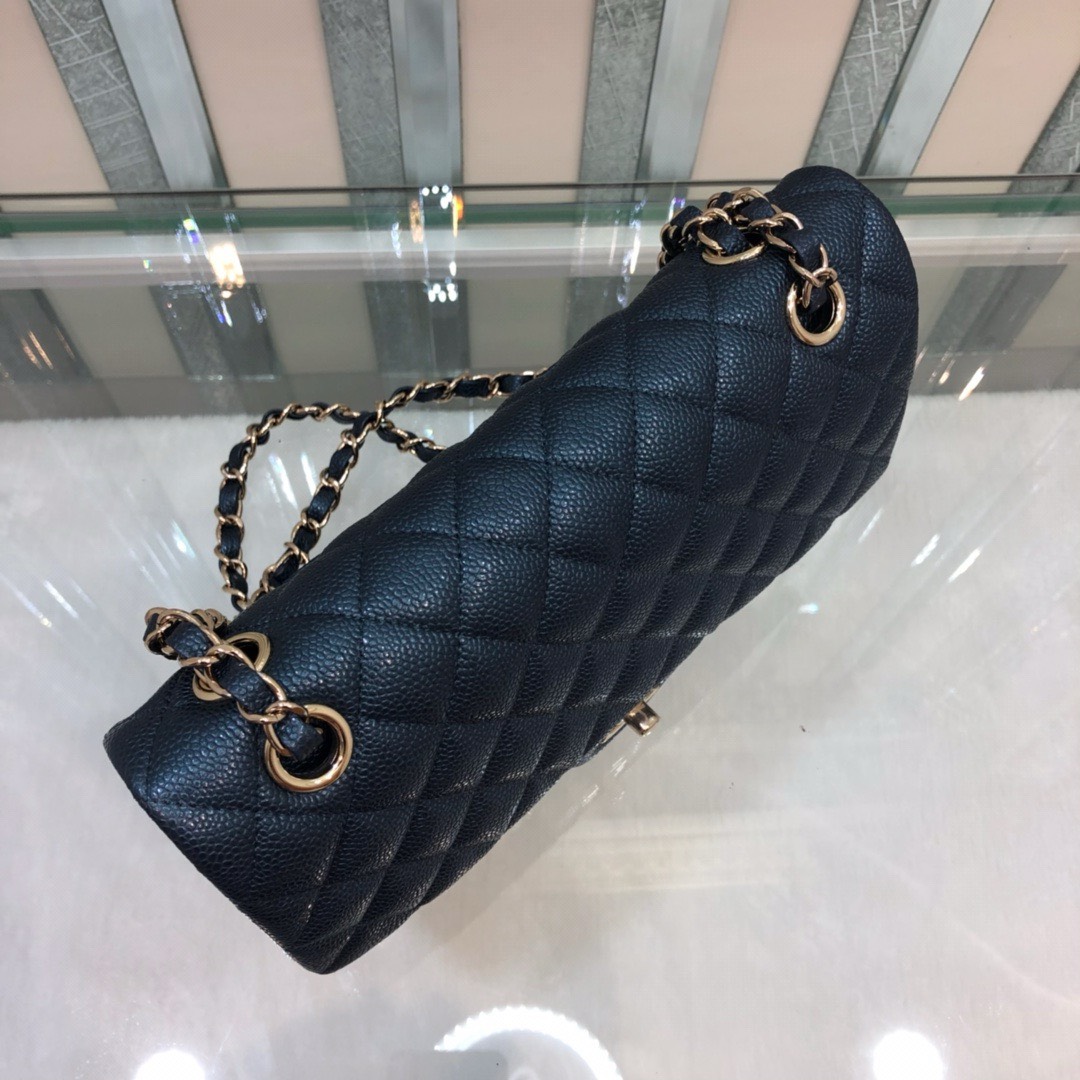 Bagsaaa Ch**el Classic Flap Bag Caviar Leather Dark Navy 25cm