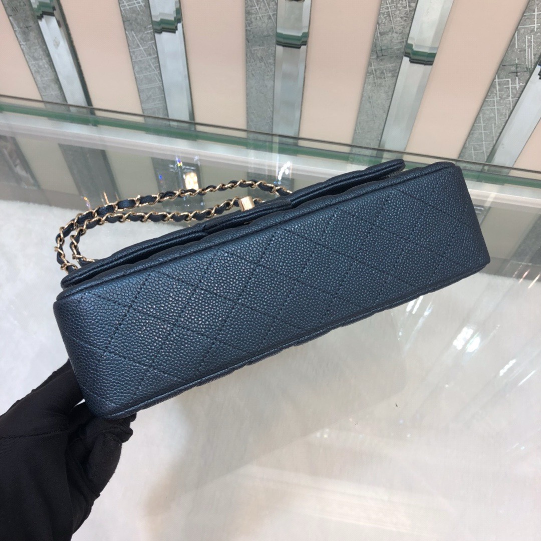 Bagsaaa Ch**el Classic Flap Bag Caviar Leather Dark Navy 25cm