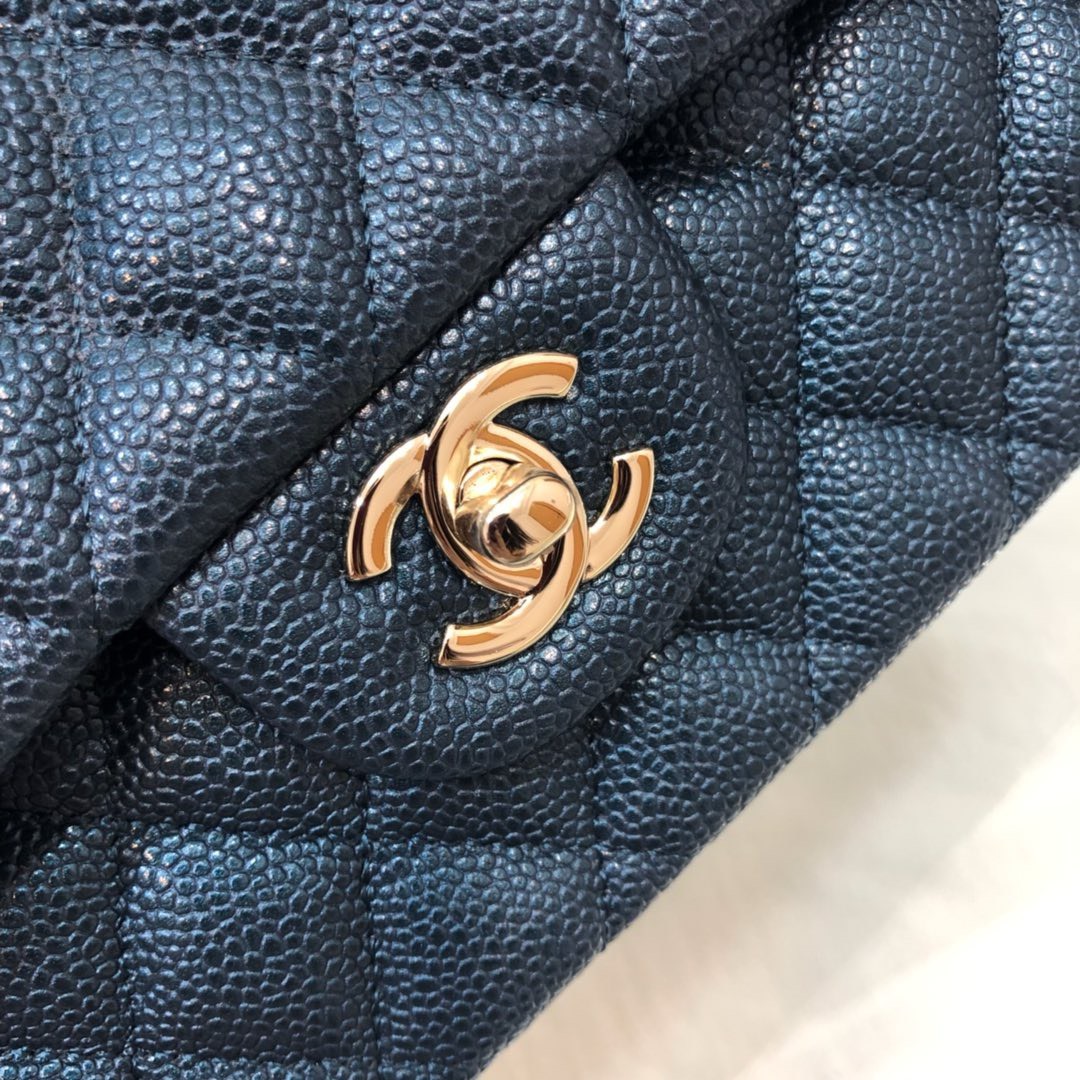 Bagsaaa Ch**el Classic Flap Bag Caviar Leather Dark Navy 25cm