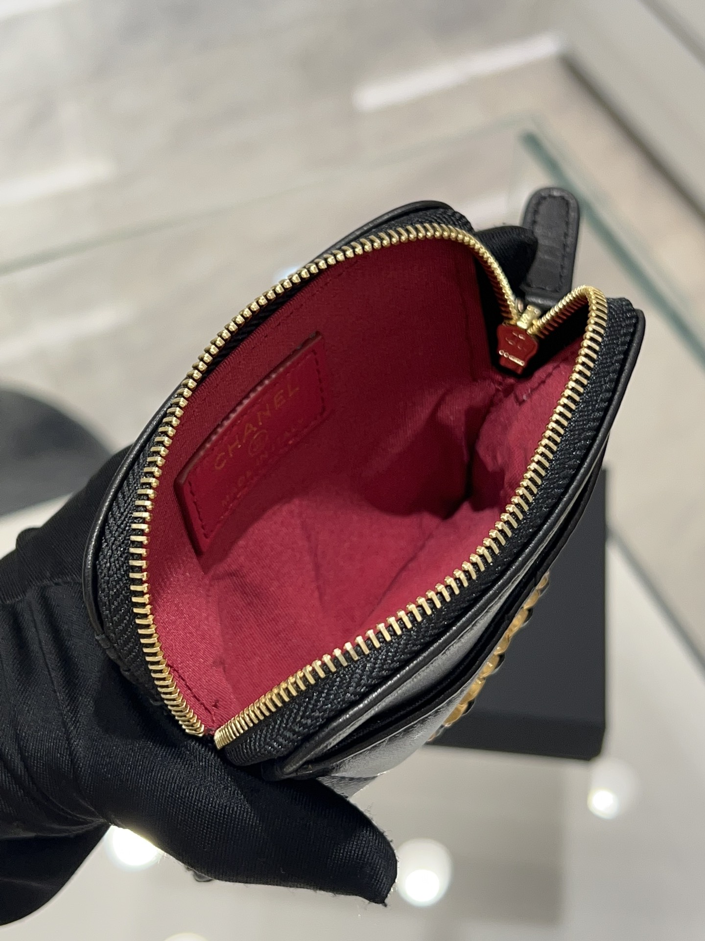 Bagsaaa Chane 19 Coin Purse Black Gold Hardware - 11x9.5x1.5cm