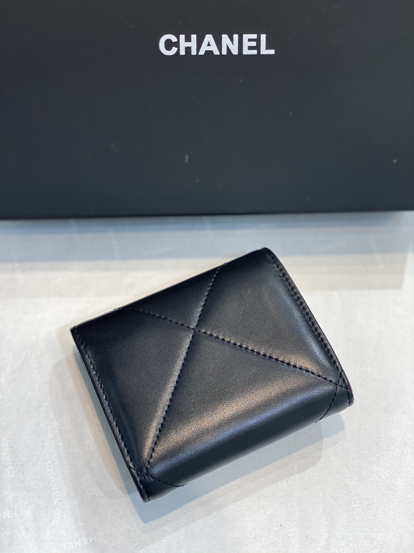 Bagsaaa Chane 19 3 Fold Wallet Black Gold Hardware - 11x10cm